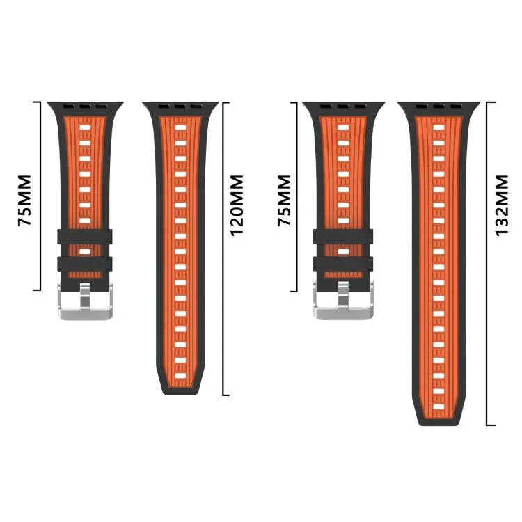 Bracelete em Silicone com Risca Vertical Bicolor, Para Apple Watch 46mm / 49mm / 45mm / 44mm, Para Apple Watch 42mm / 41mm / 40mm / 38mm