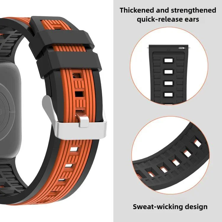 Bracelete em Silicone com Risca Vertical Bicolor, Para Apple Watch 46mm / 49mm / 45mm / 44mm, Para Apple Watch 42mm / 41mm / 40mm / 38mm