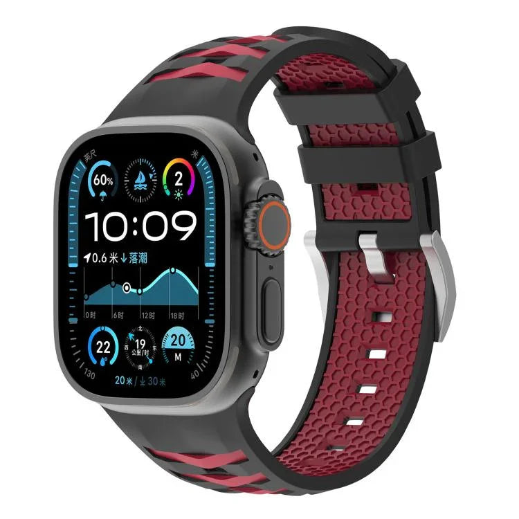 Bracelete em Silicone Bicolor com Textura de Pneu, Para Apple Watch 46mm / 49mm / 45mm / 44mm, Para Apple Watch 42mm / 41mm / 40mm / 38mm