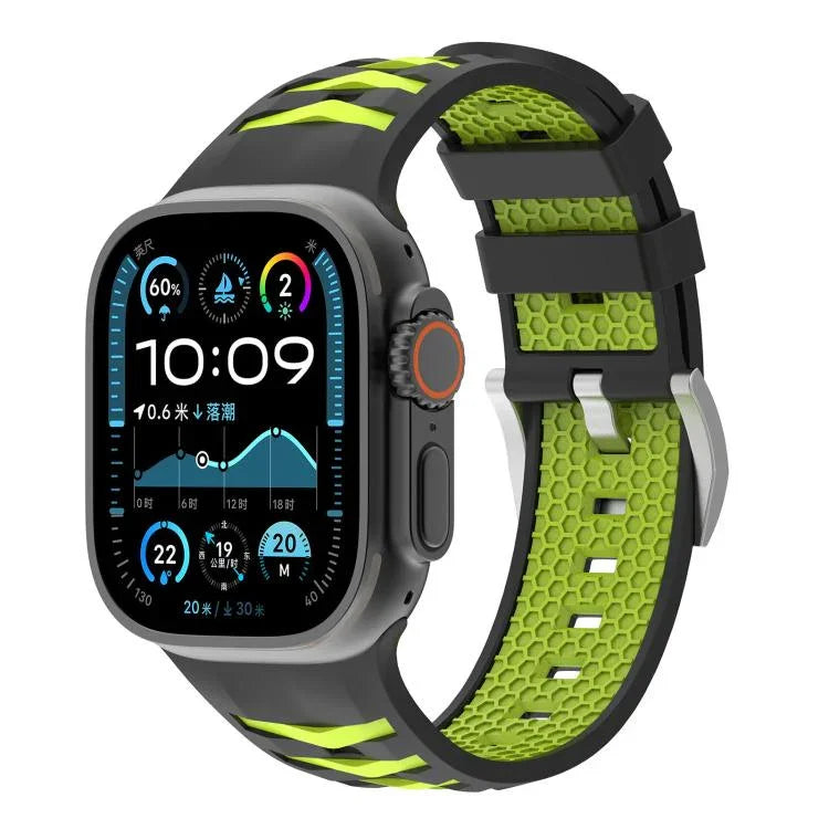 Bracelete em Silicone Bicolor com Textura de Pneu, Para Apple Watch 46mm / 49mm / 45mm / 44mm, Para Apple Watch 42mm / 41mm / 40mm / 38mm
