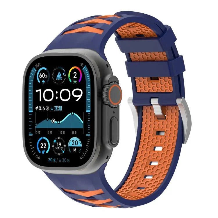 Bracelete em Silicone Bicolor com Textura de Pneu, Para Apple Watch 46mm / 49mm / 45mm / 44mm, Para Apple Watch 42mm / 41mm / 40mm / 38mm