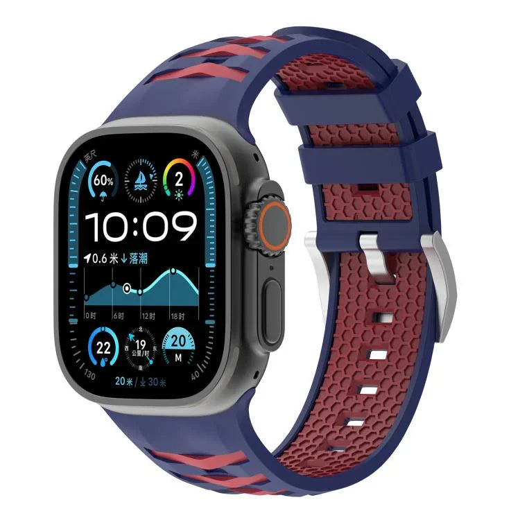 Bracelete em Silicone Bicolor com Textura de Pneu, Para Apple Watch 46mm / 49mm / 45mm / 44mm, Para Apple Watch 42mm / 41mm / 40mm / 38mm