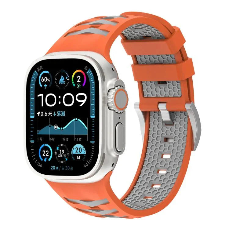 Bracelete em Silicone Bicolor com Textura de Pneu, Para Apple Watch 46mm / 49mm / 45mm / 44mm, Para Apple Watch 42mm / 41mm / 40mm / 38mm