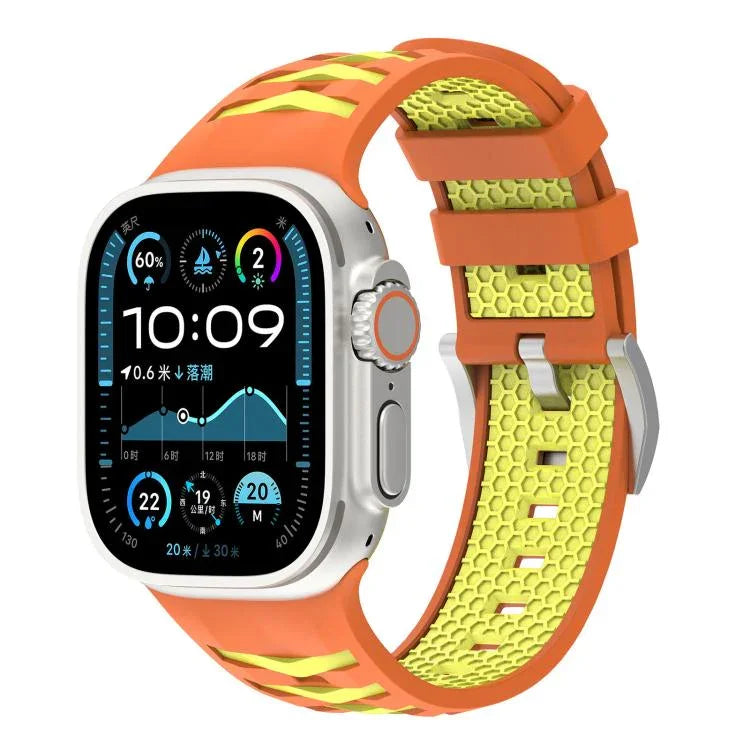 Bracelete em Silicone Bicolor com Textura de Pneu, Para Apple Watch 46mm / 49mm / 45mm / 44mm, Para Apple Watch 42mm / 41mm / 40mm / 38mm