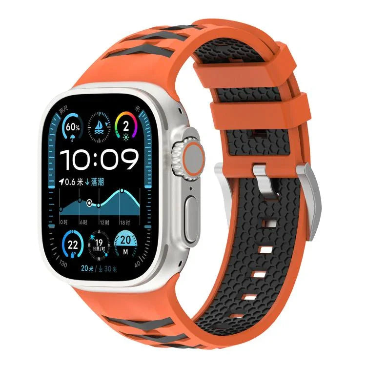 Bracelete em Silicone Bicolor com Textura de Pneu, Para Apple Watch 46mm / 49mm / 45mm / 44mm, Para Apple Watch 42mm / 41mm / 40mm / 38mm