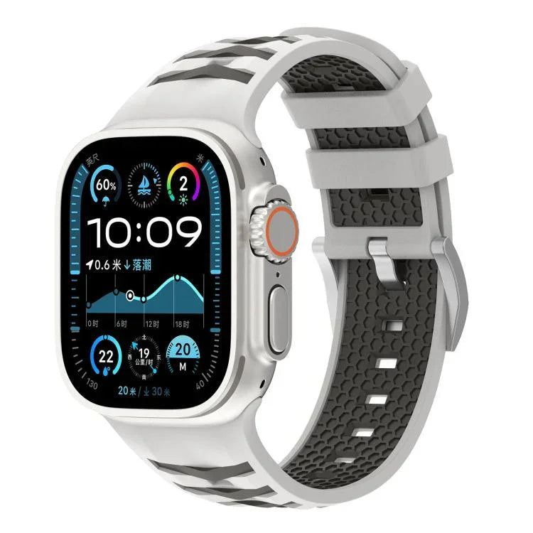 Bracelete em Silicone Bicolor com Textura de Pneu, Para Apple Watch 46mm / 49mm / 45mm / 44mm, Para Apple Watch 42mm / 41mm / 40mm / 38mm