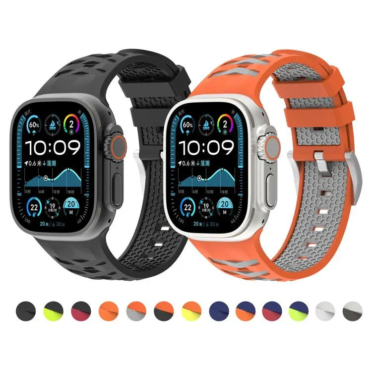 Bracelete em Silicone Bicolor com Textura de Pneu, Para Apple Watch 46mm / 49mm / 45mm / 44mm, Para Apple Watch 42mm / 41mm / 40mm / 38mm