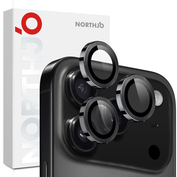 Protetor de Lente de Câmara NORTHJO Anel Metálico CD Filme de Vidro Temperado, Para iPhone 17 Pro / 17 Pro Max