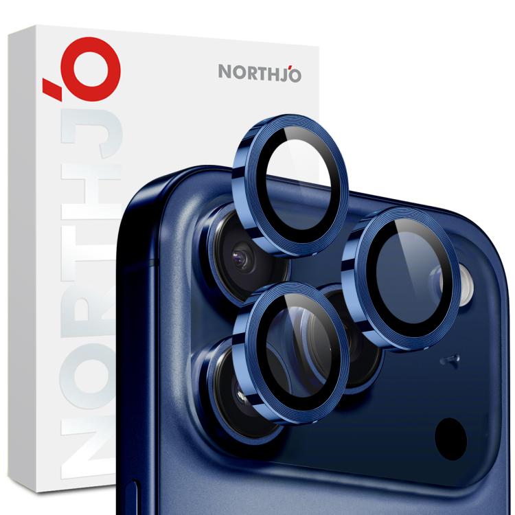 Protetor de Lente de Câmara NORTHJO Anel Metálico CD Filme de Vidro Temperado, Para iPhone 17 Pro / 17 Pro Max