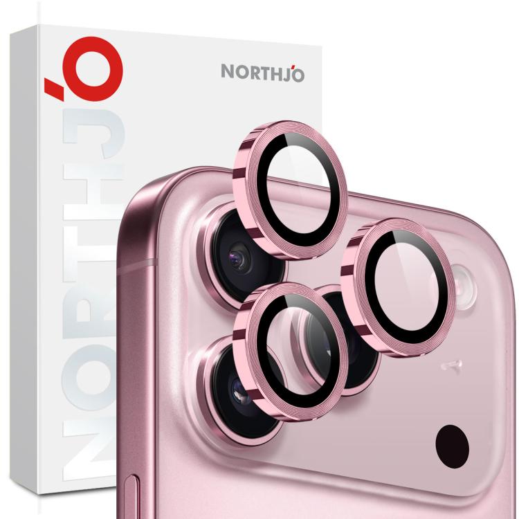 Protetor de Lente de Câmara NORTHJO Anel Metálico CD Filme de Vidro Temperado, Para iPhone 17 Pro / 17 Pro Max