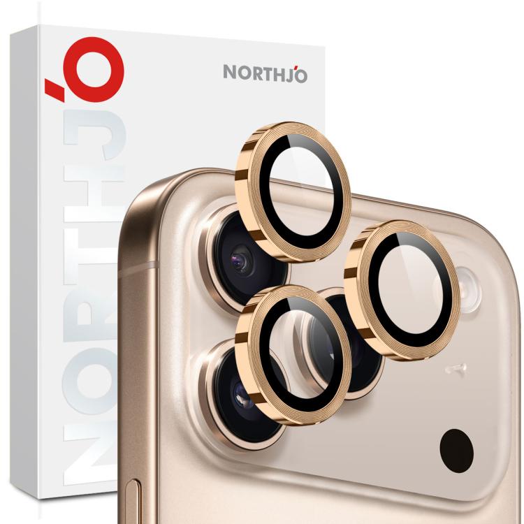 Protetor de Lente de Câmara NORTHJO Anel Metálico CD Filme de Vidro Temperado, Para iPhone 17 Pro / 17 Pro Max