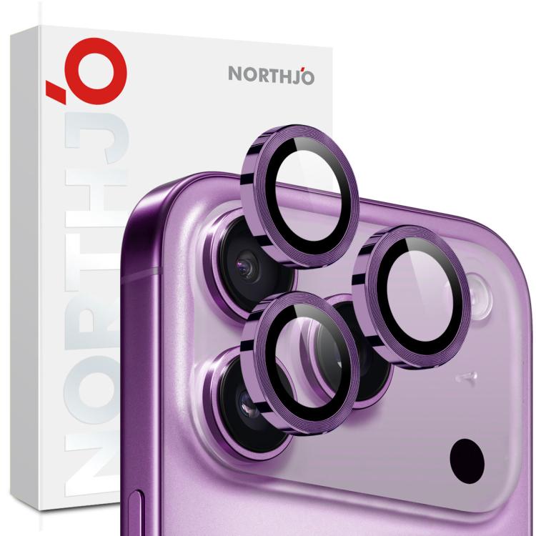 Protetor de Lente de Câmara NORTHJO Anel Metálico CD Filme de Vidro Temperado, Para iPhone 17 Pro / 17 Pro Max