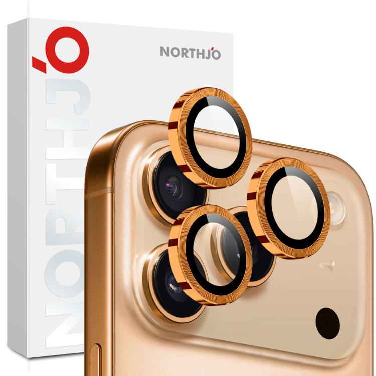 Protetor de Lente de Câmara NORTHJO Anel Metálico CD Filme de Vidro Temperado, Para iPhone 17 Pro / 17 Pro Max