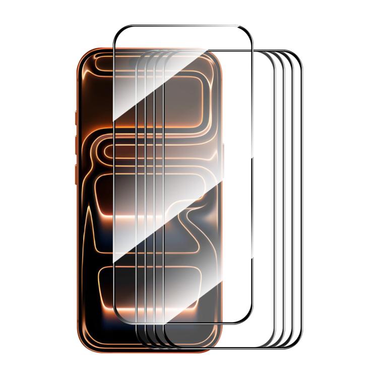 5pcs ENKAY Cola Espessada Sem Borda Branca Filme de Vidro Temperado de Alumínio-Silício, Para iPhone 17 Pro Max, Para iPhone 17 Pro, Para iPhone 17, Para iPhone Air