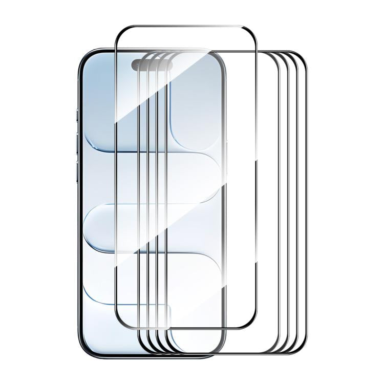 5pcs ENKAY Cola Espessada Sem Borda Branca Filme de Vidro Temperado de Alumínio-Silício, Para iPhone 17 Pro Max, Para iPhone 17 Pro, Para iPhone 17, Para iPhone Air