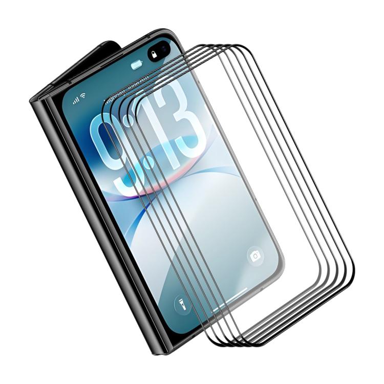 5pcs ENKAY Cola Espessada Sem Borda Branca Filme de Vidro Temperado de Alumínio-Silício, Para iPhone 17 Pro Max, Para iPhone 17 Pro, Para iPhone 17, Para iPhone Air