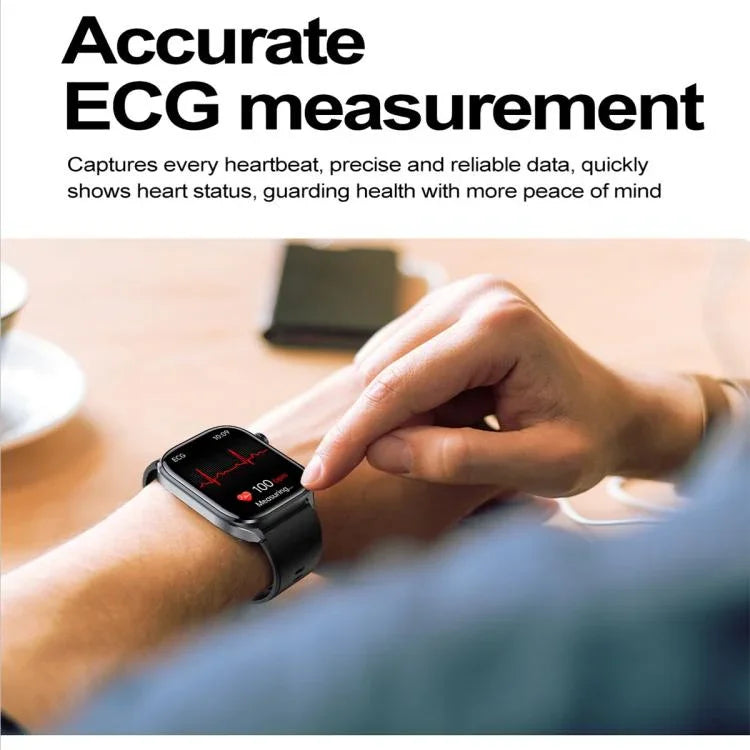 ET572 Relógio inteligente com ecrã colorido de 2,0 polegadas e correia de silicone, suporta monitorização de saúde / ECG