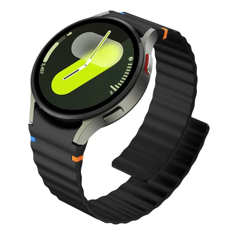Correia de relógio magnética em silicone com grão ondulado e costura, Para Samsung Galaxy Watch 7 / 6 / 5 / 4