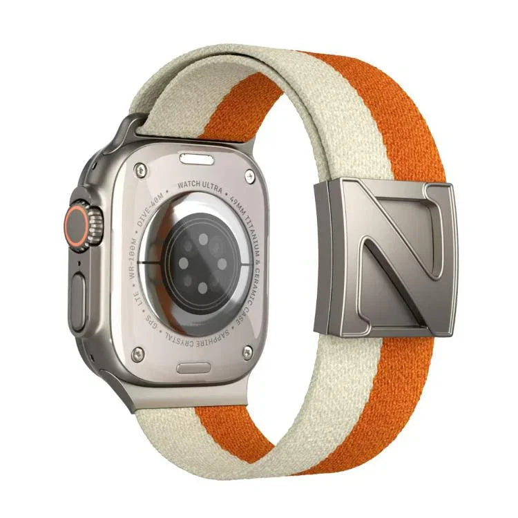 Bracelete em Nylon Bicolor com Fecho Magnético em Forma de Z, Para Apple Watch 46mm / 49mm / 45mm / 44mm, Para Apple Watch 42mm / 41mm / 40mm / 38mm