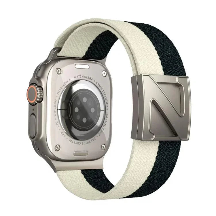 Bracelete em Nylon Bicolor com Fecho Magnético em Forma de Z, Para Apple Watch 46mm / 49mm / 45mm / 44mm, Para Apple Watch 42mm / 41mm / 40mm / 38mm