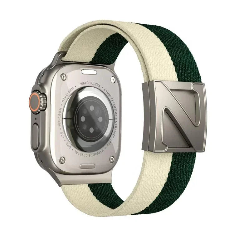 Bracelete em Nylon Bicolor com Fecho Magnético em Forma de Z, Para Apple Watch 46mm / 49mm / 45mm / 44mm, Para Apple Watch 42mm / 41mm / 40mm / 38mm