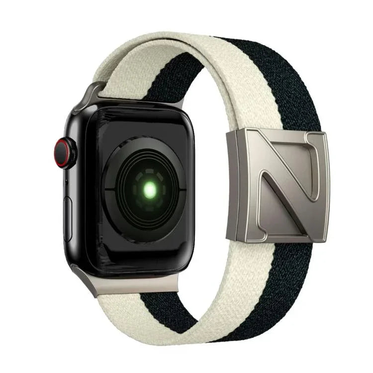 Bracelete em Nylon Bicolor com Fecho Magnético em Forma de Z, Para Apple Watch 46mm / 49mm / 45mm / 44mm, Para Apple Watch 42mm / 41mm / 40mm / 38mm