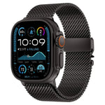Pulseira de Relógio em Malha Grossa Milan com Fecho Metálico, em Aço Inoxidável, para Apple Watch 46mm / 49mm / 45mm / 44mm