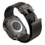 Pulseira de Relógio em Malha Grossa Milan com Fecho Metálico, em Aço Inoxidável, para Apple Watch 46mm / 49mm / 45mm / 44mm