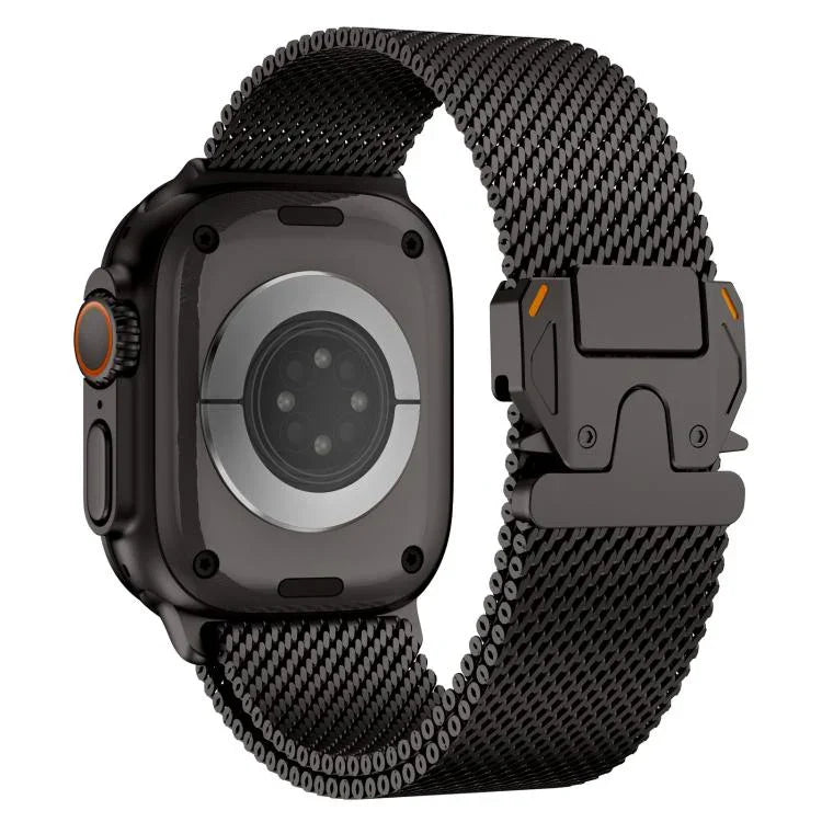 Pulseira de Relógio em Malha Grossa Milan com Fecho Metálico, em Aço Inoxidável, para Apple Watch 46mm / 49mm / 45mm / 44mm