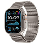 Pulseira de Relógio em Malha Grossa Milan com Fecho Metálico, em Aço Inoxidável, para Apple Watch 46mm / 49mm / 45mm / 44mm
