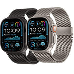 Pulseira de Relógio em Malha Grossa Milan com Fecho Metálico, em Aço Inoxidável, para Apple Watch 46mm / 49mm / 45mm / 44mm