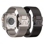 Pulseira de Relógio em Malha Grossa Milan com Fecho Metálico, em Aço Inoxidável, para Apple Watch 46mm / 49mm / 45mm / 44mm