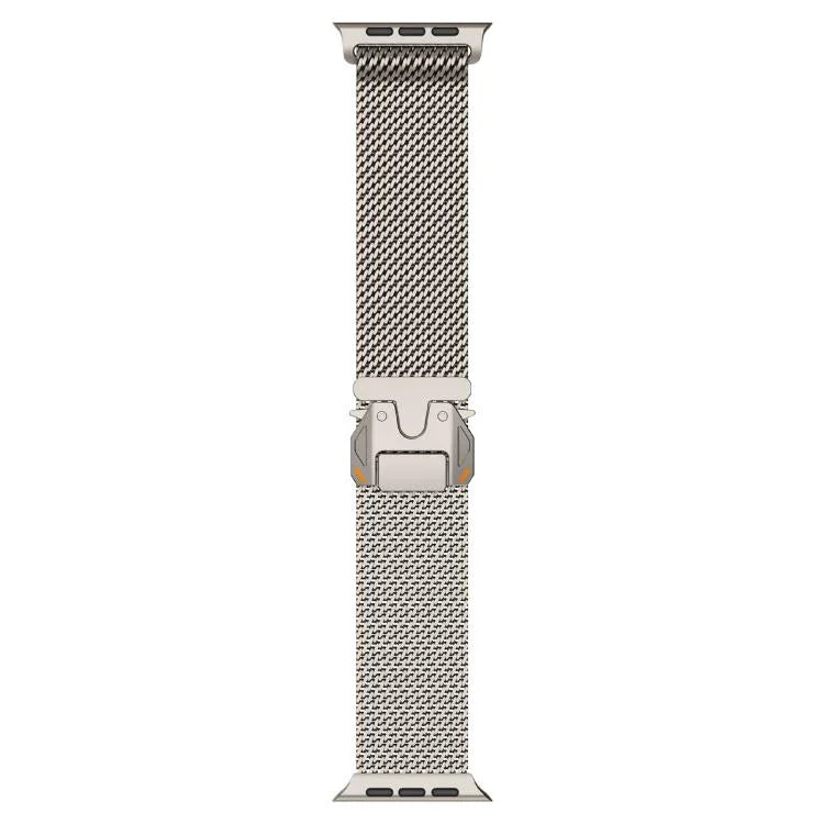 Pulseira de Relógio em Malha Grossa Milan com Fecho Metálico, em Aço Inoxidável, para Apple Watch 46mm / 49mm / 45mm / 44mm