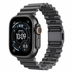 Pulseira de Relógio em Aço Inoxidável com Fecho Magnético Onda do Oceano, para Apple Watch 46mm / 49mm / 45mm / 44mm