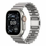 Pulseira de Relógio em Aço Inoxidável com Fecho Magnético Onda do Oceano, para Apple Watch 46mm / 49mm / 45mm / 44mm