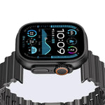 Pulseira de Relógio em Aço Inoxidável com Fecho Magnético Onda do Oceano, para Apple Watch 46mm / 49mm / 45mm / 44mm