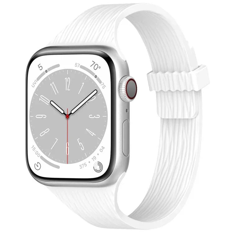 Pulseira de Relógio em Silicone com Fecho Magnético e Textura de Grão de Madeira Água Pequena, para Apple Watch 46mm / 49mm / 45mm / 44mm, para Apple Watch 42mm / 41mm / 40mm / 38mm