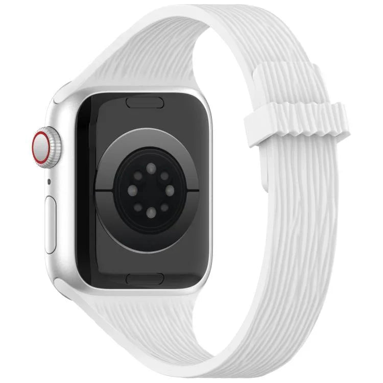 Pulseira de Relógio em Silicone com Fecho Magnético e Textura de Grão de Madeira Água Pequena, para Apple Watch 46mm / 49mm / 45mm / 44mm, para Apple Watch 42mm / 41mm / 40mm / 38mm