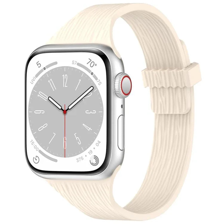 Pulseira de Relógio em Silicone com Fecho Magnético e Textura de Grão de Madeira Água Pequena, para Apple Watch 46mm / 49mm / 45mm / 44mm, para Apple Watch 42mm / 41mm / 40mm / 38mm