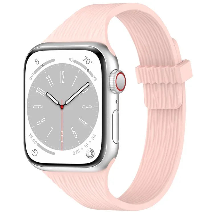 Pulseira de Relógio em Silicone com Fecho Magnético e Textura de Grão de Madeira Água Pequena, para Apple Watch 46mm / 49mm / 45mm / 44mm, para Apple Watch 42mm / 41mm / 40mm / 38mm