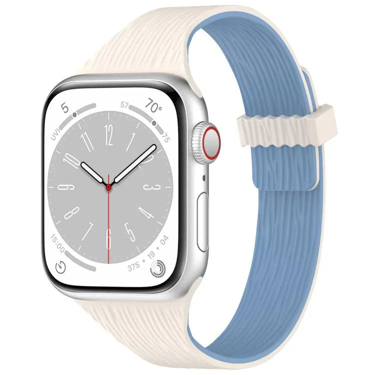 Pulseira de Relógio em Silicone com Fecho Magnético e Textura de Grão de Madeira Água Pequena, para Apple Watch 46mm / 49mm / 45mm / 44mm, para Apple Watch 42mm / 41mm / 40mm / 38mm