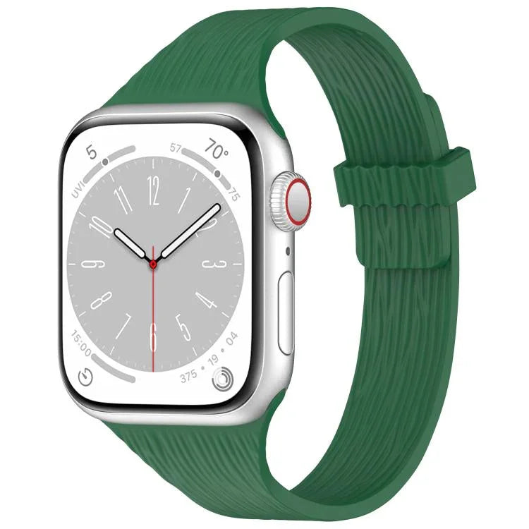Pulseira de Relógio em Silicone com Fecho Magnético e Textura de Grão de Madeira Água Pequena, para Apple Watch 46mm / 49mm / 45mm / 44mm, para Apple Watch 42mm / 41mm / 40mm / 38mm