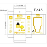 Carregador Compatível com Protocolo Completo GaN 45W PD3.0 + QC3.0 para Portáteis / Tablets, Ficha UE, Ficha UE