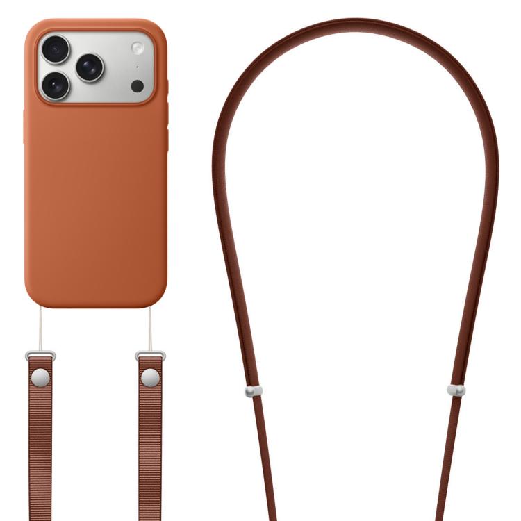 Capa para telemóvel em silicone líquido magnético com animação pop-up e nylon imitação, com tira transversal, Para iPhone 17 Pro Max, Para iPhone 17 Pro, Para iPhone 17