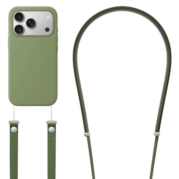 Capa para telemóvel em silicone líquido magnético com animação pop-up e nylon imitação, com tira transversal, Para iPhone 17 Pro Max, Para iPhone 17 Pro, Para iPhone 17