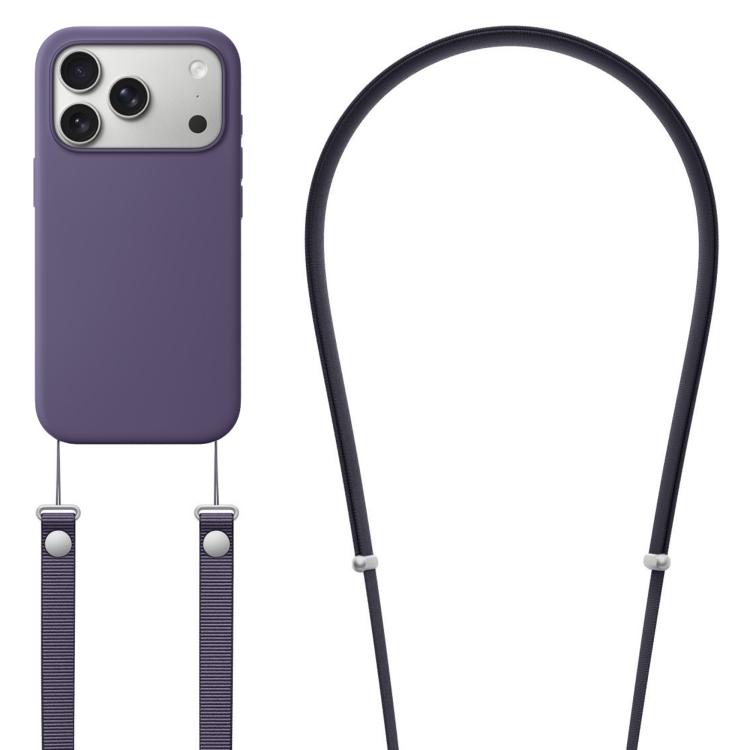 Capa para telemóvel em silicone líquido magnético com animação pop-up e nylon imitação, com tira transversal, Para iPhone 17 Pro Max, Para iPhone 17 Pro, Para iPhone 17