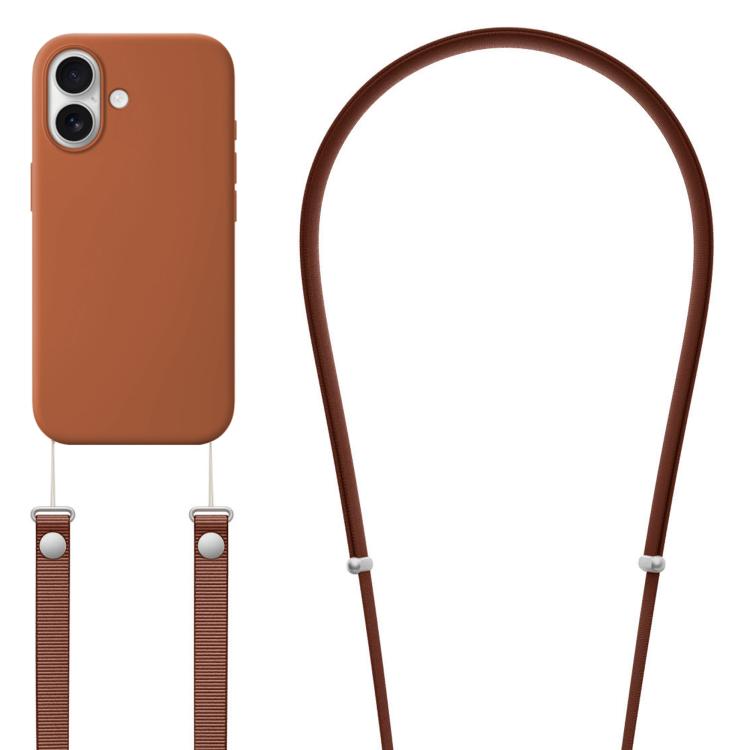 Capa para telemóvel em silicone líquido magnético com animação pop-up e nylon imitação, com tira transversal, Para iPhone 17 Pro Max, Para iPhone 17 Pro, Para iPhone 17