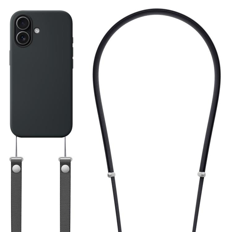 Capa para telemóvel em silicone líquido magnético com animação pop-up e nylon imitação, com tira transversal, Para iPhone 17 Pro Max, Para iPhone 17 Pro, Para iPhone 17