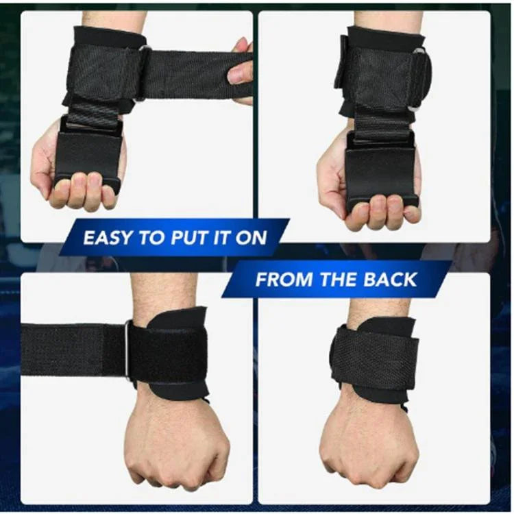1 Par de Gancho de Assistência com Placa de Aço para Fitness, Pulseira
