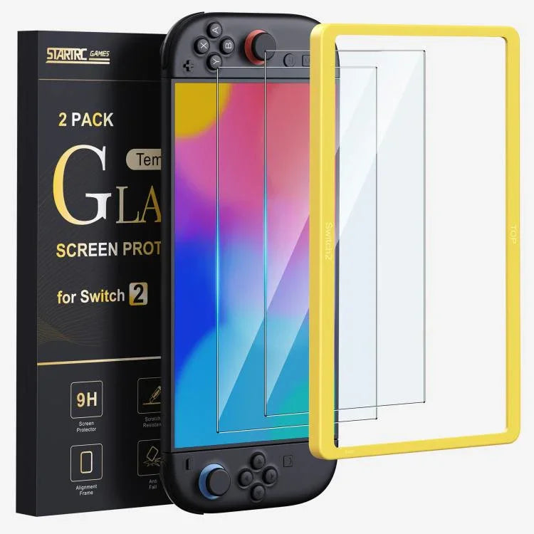 Gaming Console 2-Piece Tempered Glass Screen Protector + Alignment Frame Set, For Nintendo Switch 2
